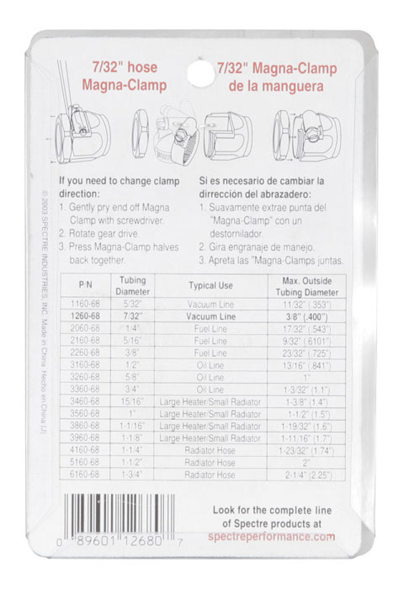 Spectre Magna-Clamp Hose Clamps 7/32in. (2 Pack) - Chrome